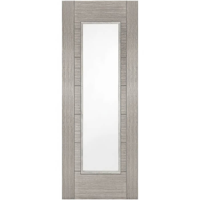 Joseph Miles Corsica Pre-Finished Light-Grey 7-Panels 1-Light Internal Glazed Door