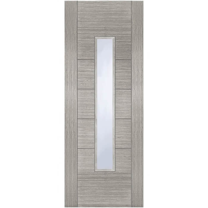 Joseph Miles Corsica 18G Pre-Finished Light-Grey 7-Panels 1-Light Internal Glazed Fire Door