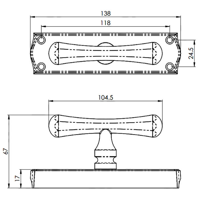Carlisle Brass T-Bar Knob Espagnolette Bolt For French Door