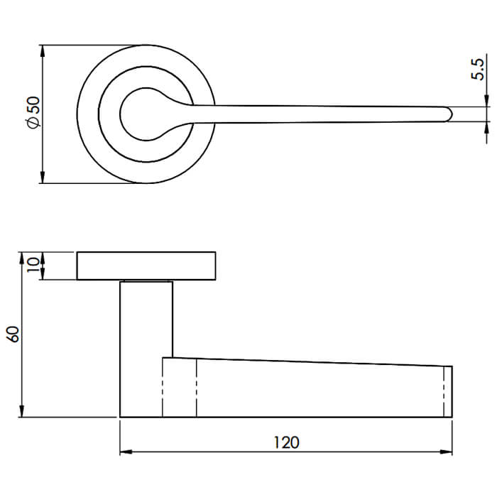Carlisle Brass Velino Straight Lever Handle On Round Rose - 120 x 60mm