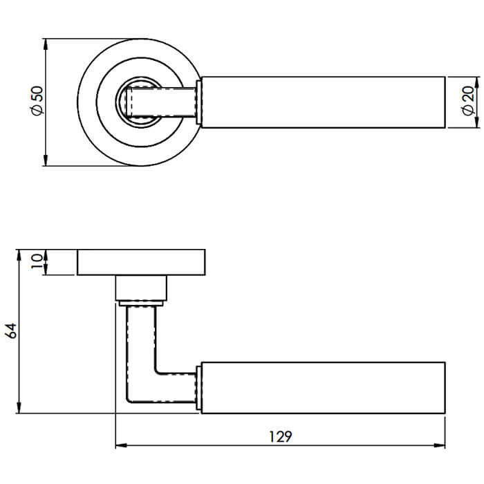 Carlisle Brass Amiata Round Bar Lever Handle On Round Rose - 129 x 64mm