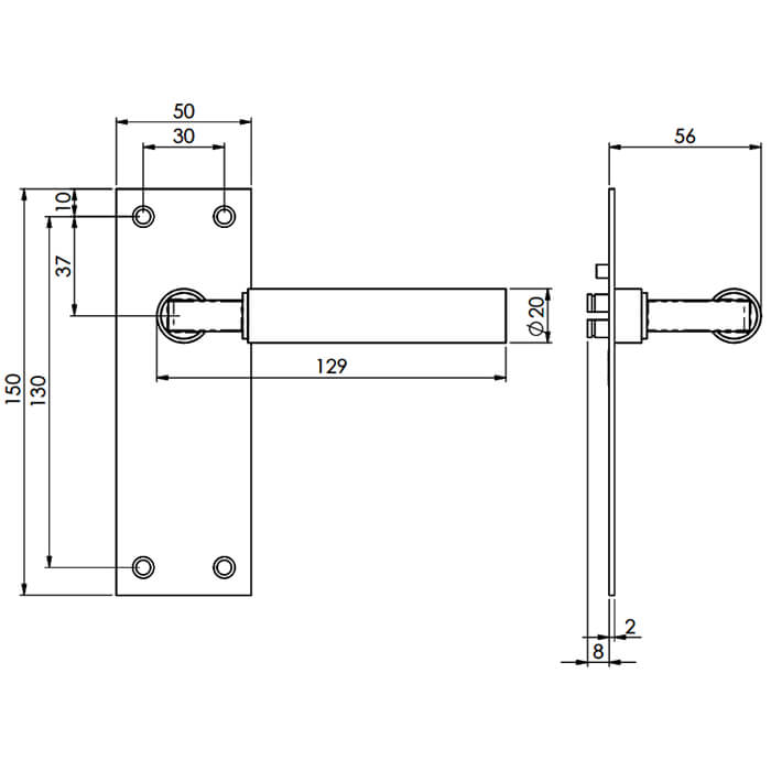 Carlisle Brass Amiata 150 x 50mm Lever on Latch Backplate