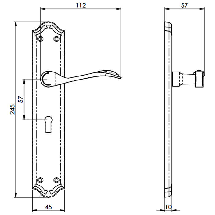 Carlisle Brass Madrid Lock Profile Lever Door Handle On Backplate