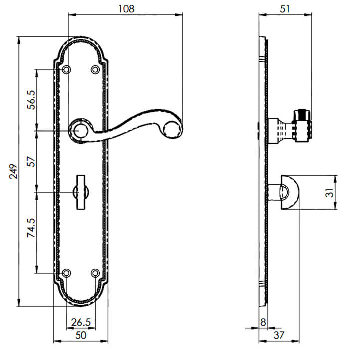 Carlisle Brass Chesham Lever Handle For Bathroom Furniture