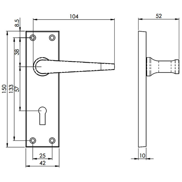 Carlisle Brass Victorian Ascot Lock Profile With Lever Handle On Backplate
