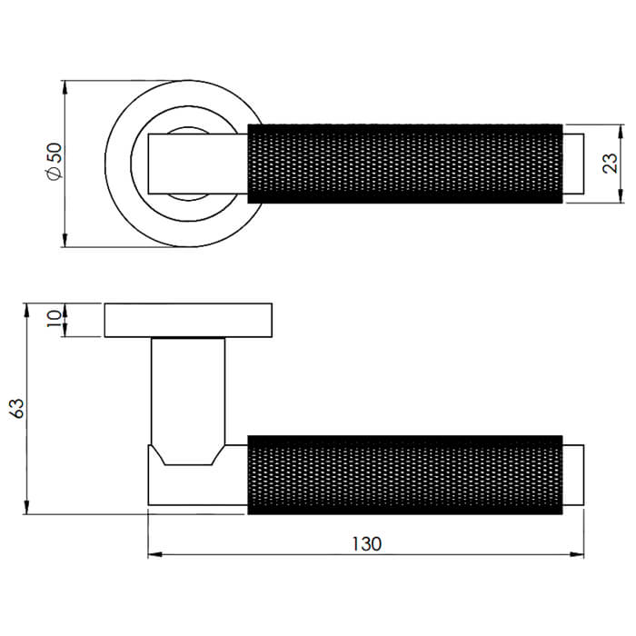 Carlisle Brass Varese Round Bar Knurled Lever Handle - 130 x 63mm