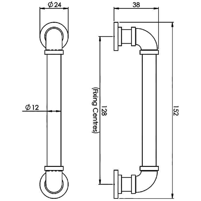 Carlisle Brass Pipe Design Pull Handle - 152 x 24mm