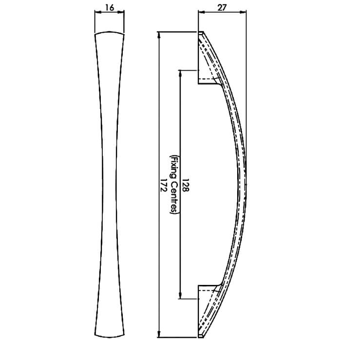Carlisle Brass Waisted Satin Nickel Flat Bow Handle