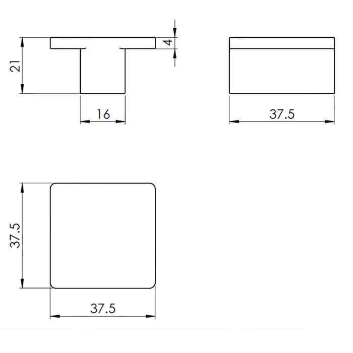 Carlisle Brass Square T-Shaped Marin Knob
