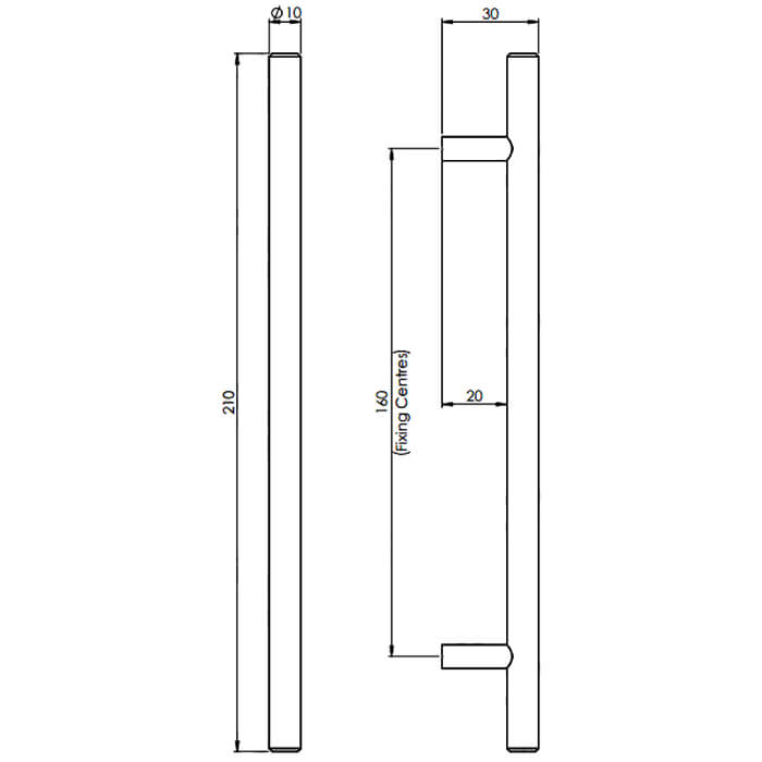 Carlisle Brass Stainless Steel Round T-Bar Handle