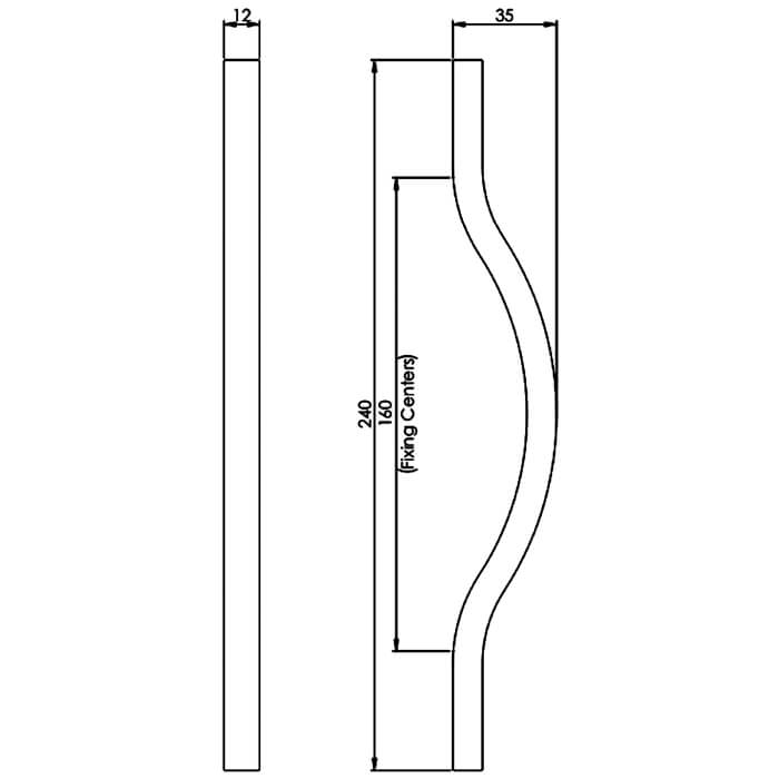 Carlisle Brass Ovenco Contemporary Curved Pull Handle - Polished Chrome