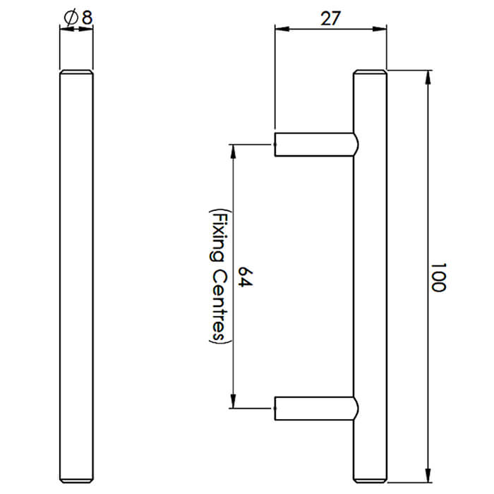 Carlisle Brass Fingertip Contemporary Mini T-Bar Handle