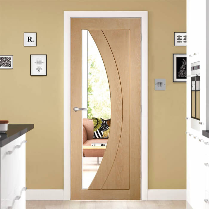 Joseph Miles Salerno Internal Door with 2 Panel and 1 Clear Glazed Light - Prefinished Oak