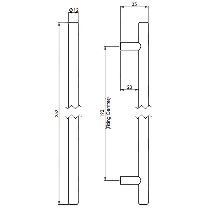 Carlisle Brass Polished Chrome Steel T-Bar Cylindrical Handle