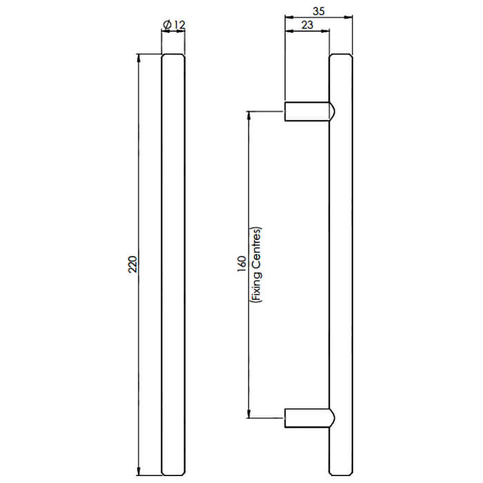Carlisle Brass Polished Chrome Steel T-Bar Cylindrical Handle