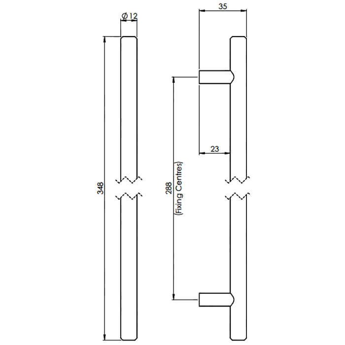 Carlisle Brass Polished Chrome Steel T-Bar Cylindrical Handle
