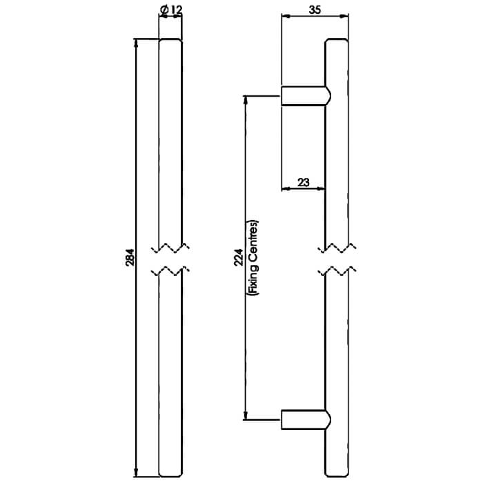 Carlisle Brass Polished Chrome Steel T-Bar Cylindrical Handle