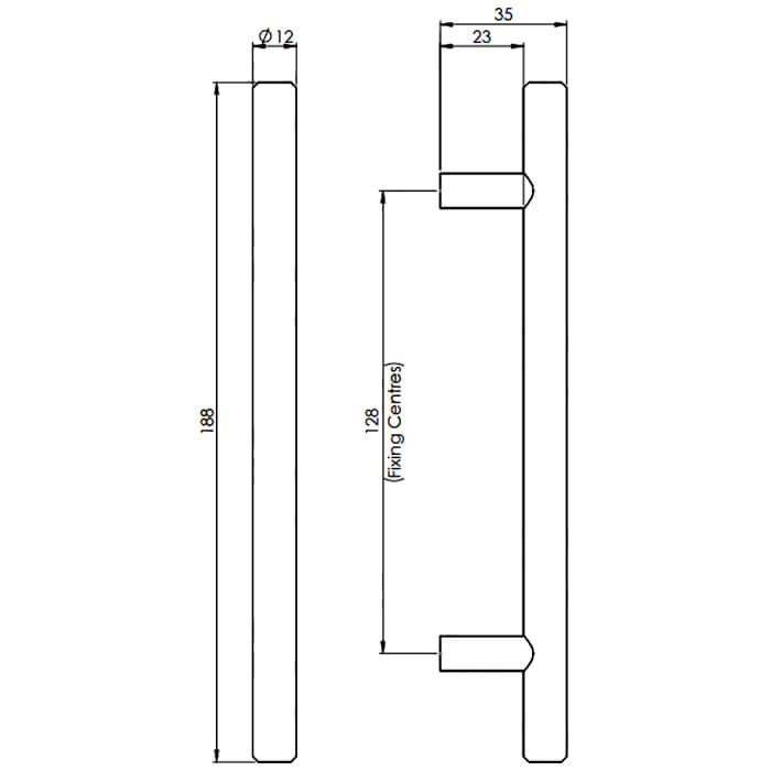 Carlisle Brass Polished Chrome Steel T-Bar Cylindrical Handle