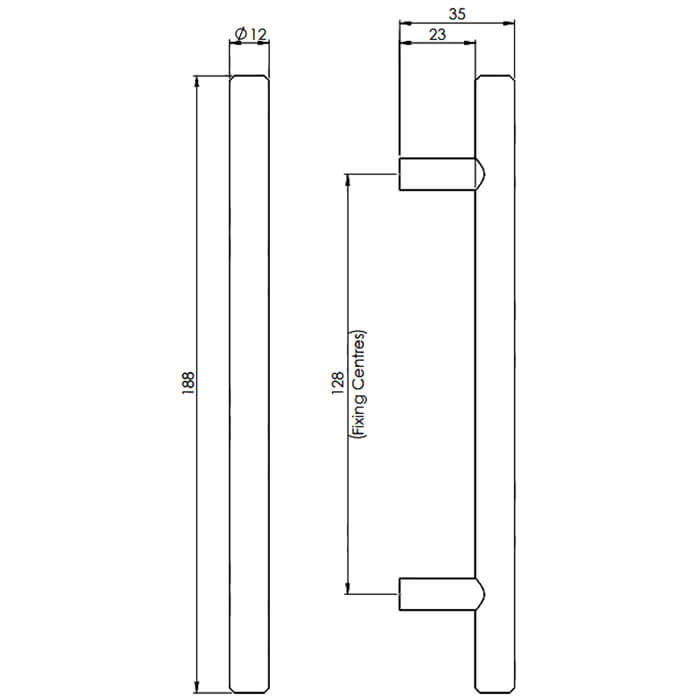 Carlisle Brass Matt Black Steel T-Bar Cylindrical Handle