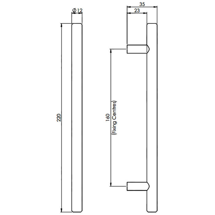 Carlisle Brass Matt Black Steel T-Bar Cylindrical Handle