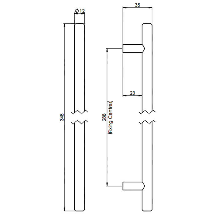 Carlisle Brass Matt Black Steel T-Bar Cylindrical Handle