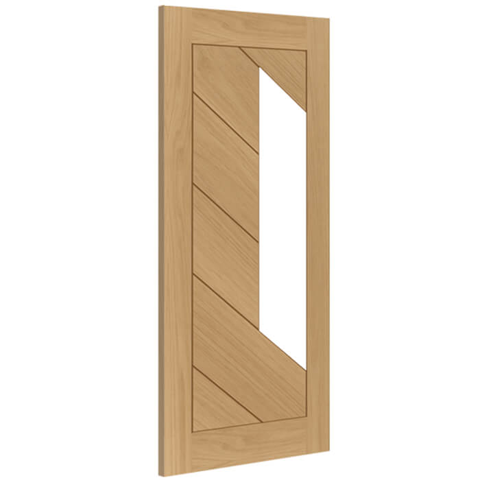 Joseph Miles Pesaro Internal Door with 7 Panel and 1 Clear Glazed Light - Prefinished Oak