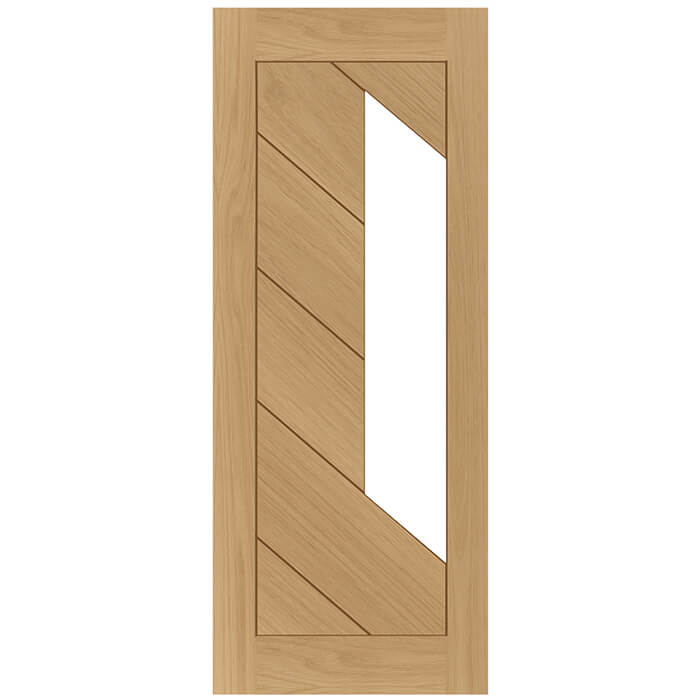 Joseph Miles Pesaro Internal Door with 7 Panel and 1 Clear Glazed Light - Prefinished Oak