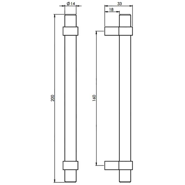 Carlisle Brass Satin Nickel Round Bar Rail Handle