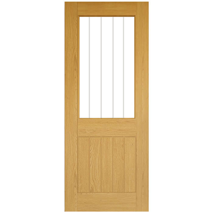 Joseph Miles Suffolk Internal Door with 5 Panel and 1 Clear Glazed Light - Unfinished Oak