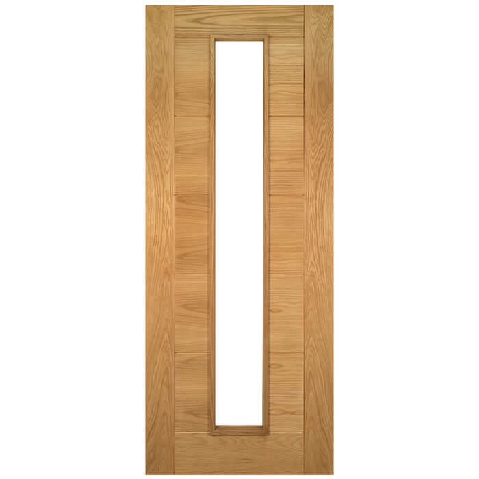 Joseph Miles Palermo Internal Door with 7 Panel and 1 Clear Glazed Light - Prefinished Oak