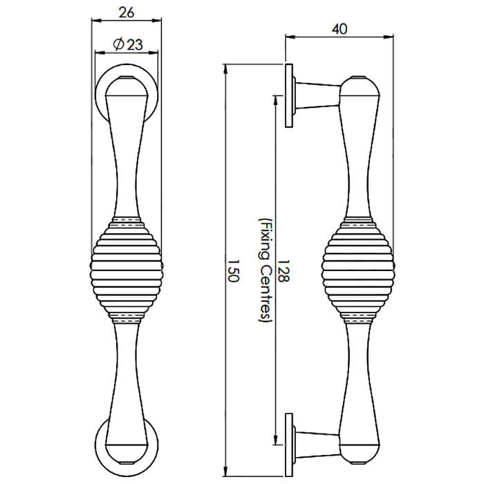 Carlisle Brass Traditional Handle with Central Beehive Pattern - 128 x 26mm