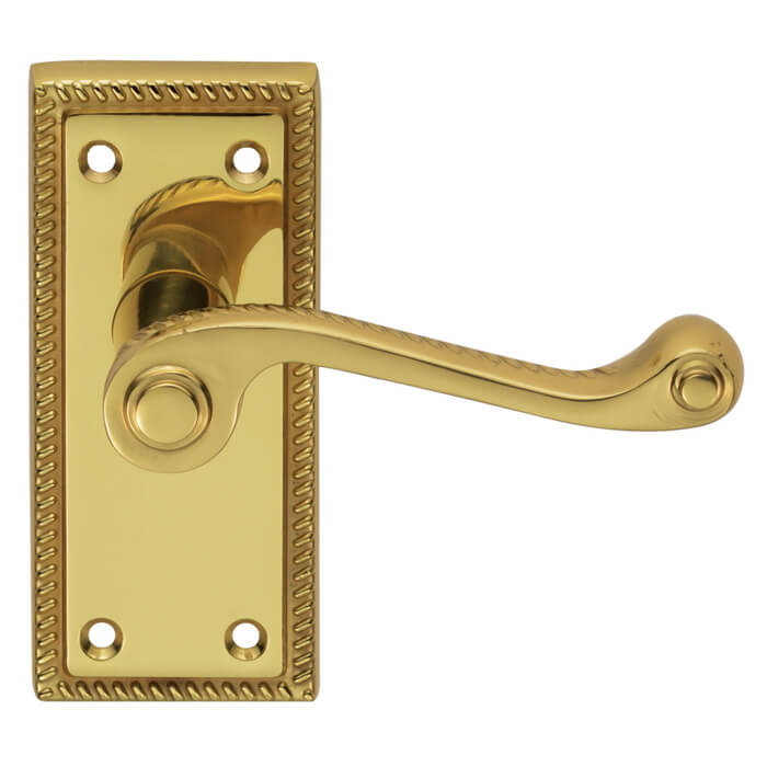 Carlisle Brass Georgian Traditional Lever Handle on Short Backplate - Polished Brass