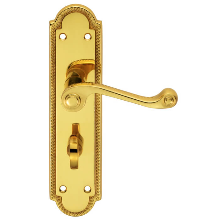 Carlisle Brass Georgian Polished Brass Lever Handle on Shaped Backplate