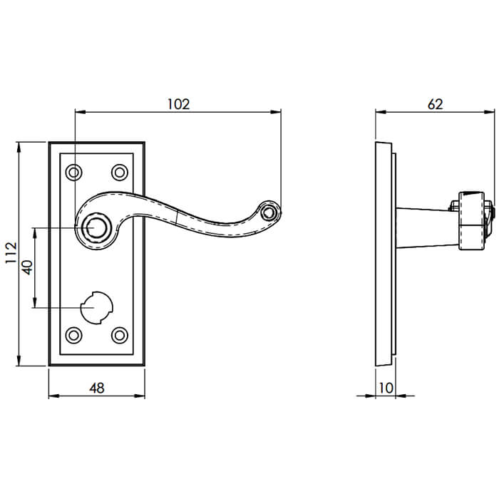 Carlisle Brass Georgian Traditional Lever Handle on Short Backplate - Polished Brass