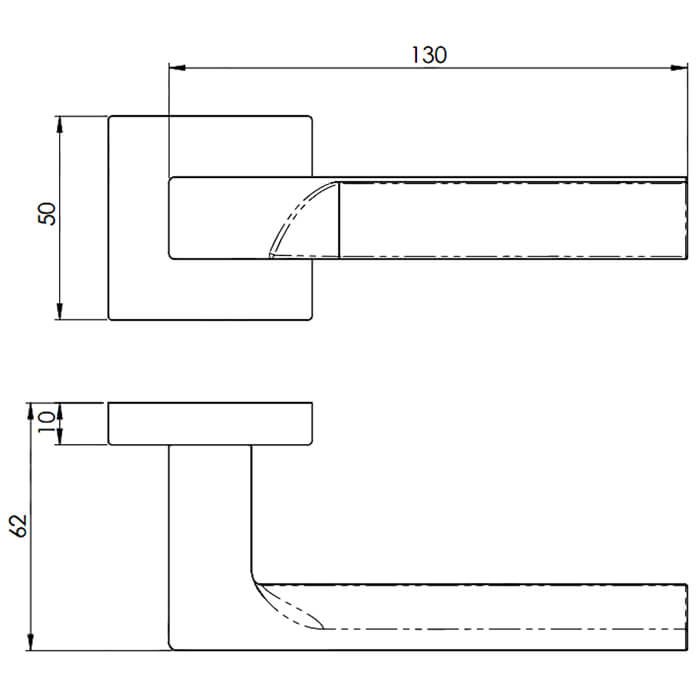 Carlisle Brass Manital Flash Lever Handle On Square Rose - 130 x 62mm