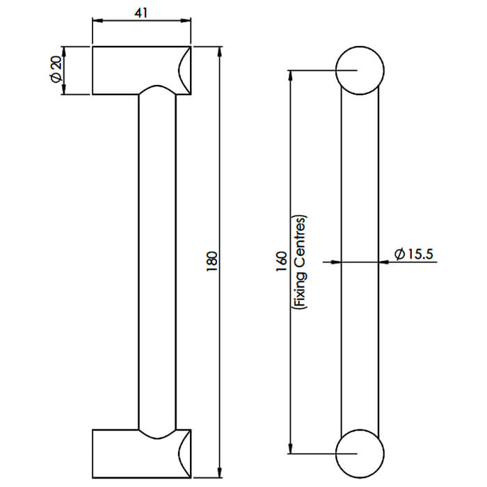 Carlisle Brass Satin Nickel Sturdy Metal Bar Handle with Chamfered Pedestals