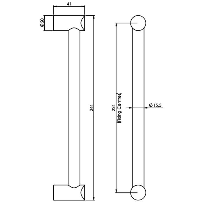 Carlisle Brass Satin Nickel Sturdy Metal Bar Handle with Chamfered Pedestals