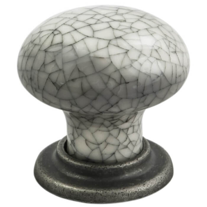 Carlisle Brass Crackle Glazed Porcelain Mushroom Knob with Metal Rose