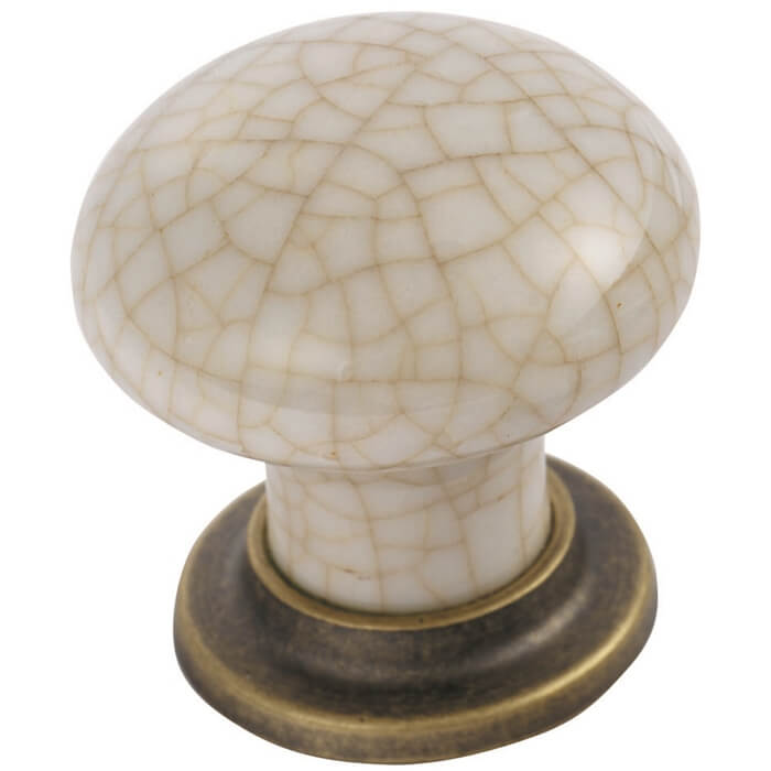 Carlisle Brass Crackle Glazed Porcelain Mushroom Knob with Metal Rose