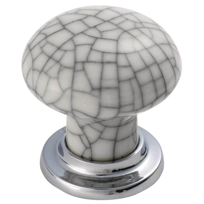 Carlisle Brass Crackle Glazed Porcelain Mushroom Knob with Metal Rose