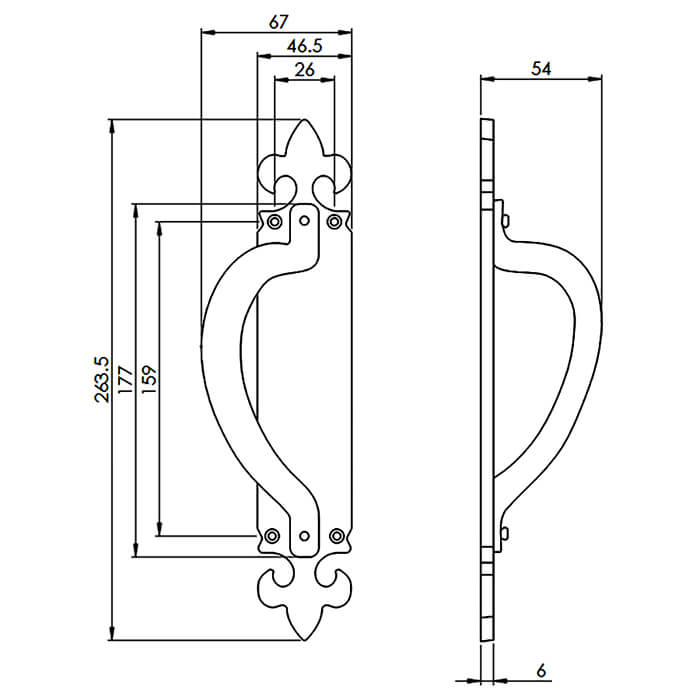 Carlisle Brass Black Antique Offset Pull Handle on Backplate