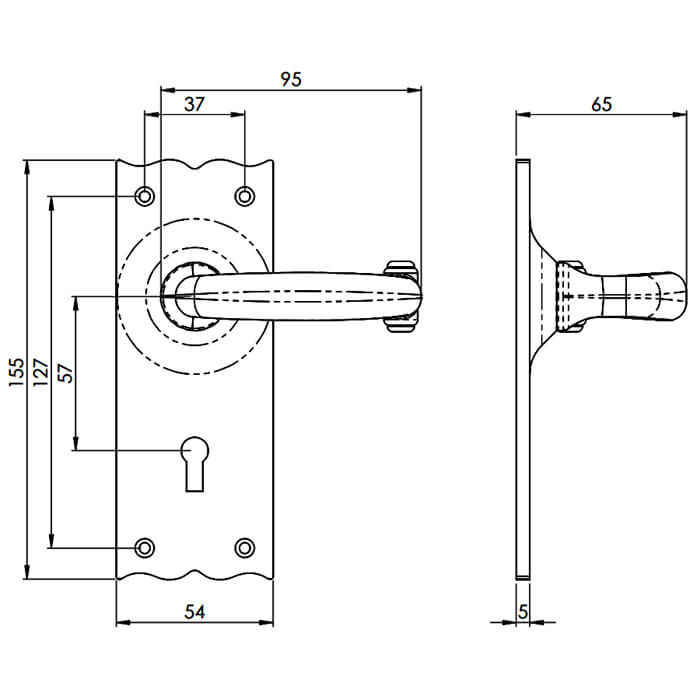 Carlisle Brass Black Antique Traditional Lever on Backplate