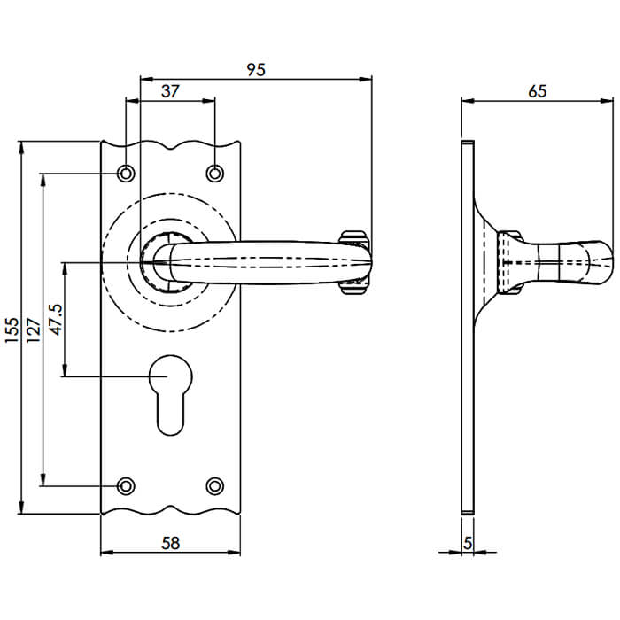 Carlisle Brass Black Antique Traditional Lever on Backplate