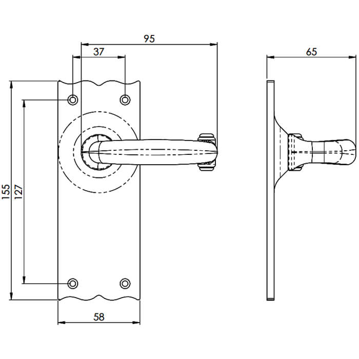Carlisle Brass Black Antique Traditional Lever on Backplate