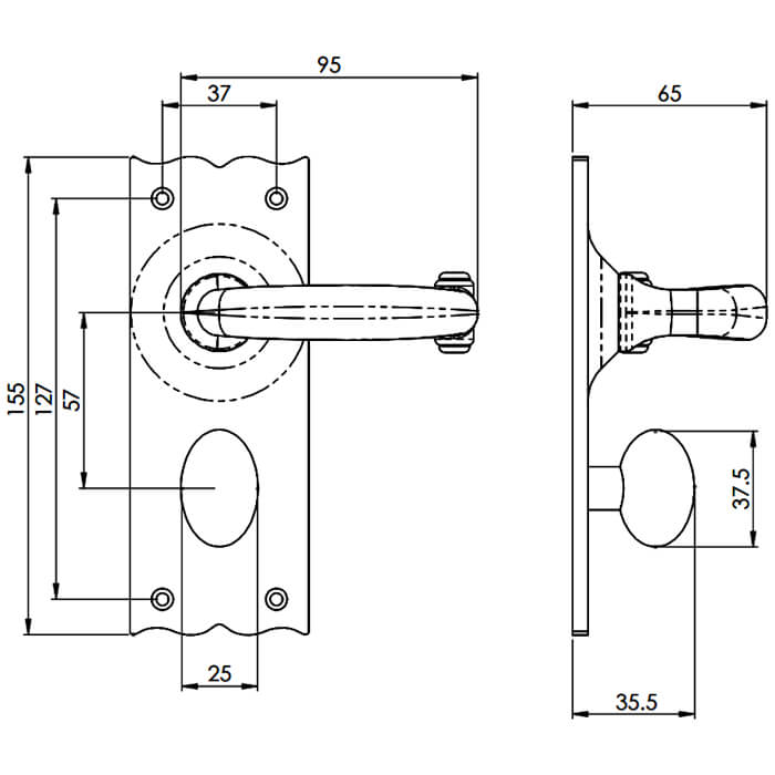 Carlisle Brass Black Antique Traditional Lever on Backplate