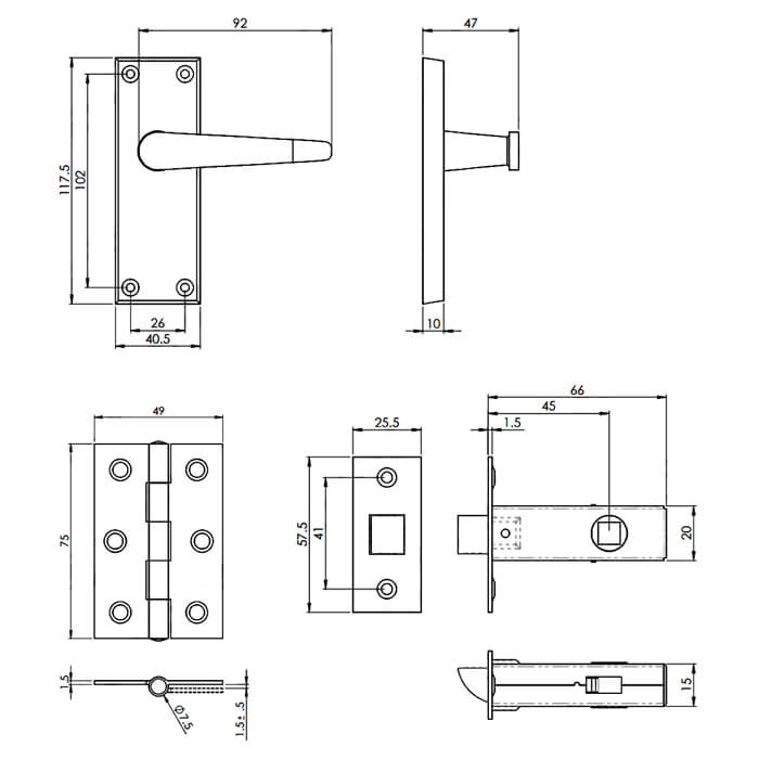Carlisle Brass Contract Victorian Straight Door Latch Pack
