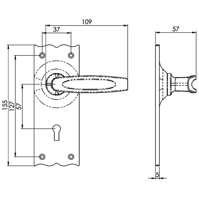 Carlisle Brass Traditional Black Antique Creased-Style Straight Lever on Backplate