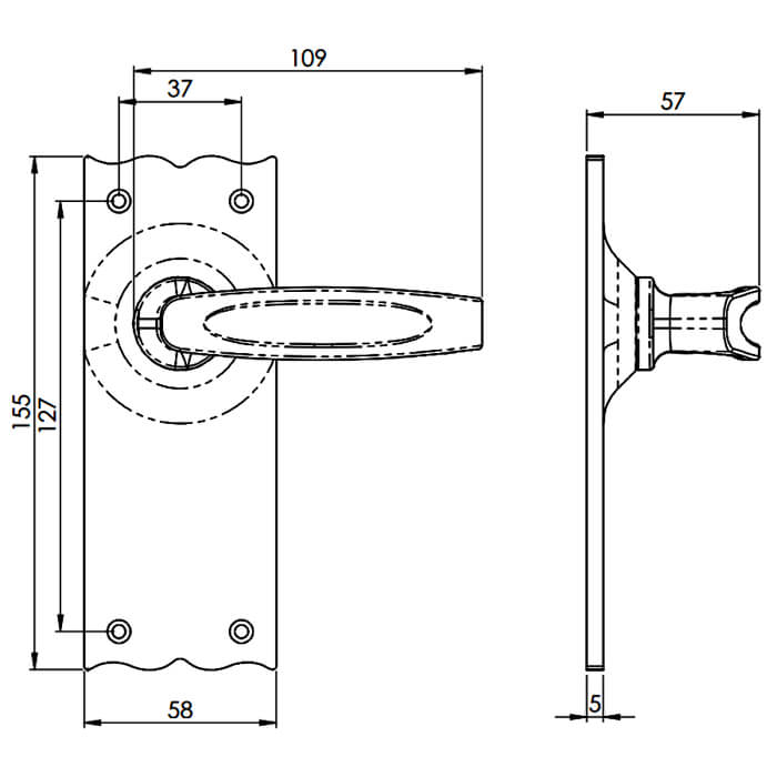 Carlisle Brass Traditional Black Antique Creased-Style Straight Lever on Backplate