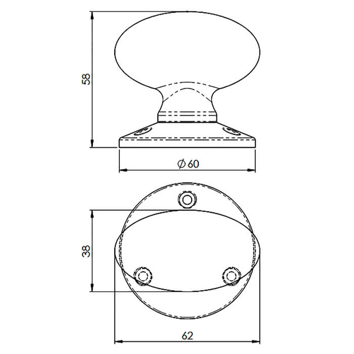 Carlisle Brass Black Antique Oval Mortice Knob
