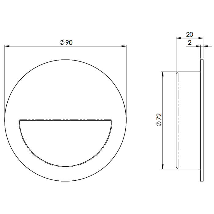 Carlisle Brass Eurospec 90mm Semi-Circular Inset Flush Pull Handle